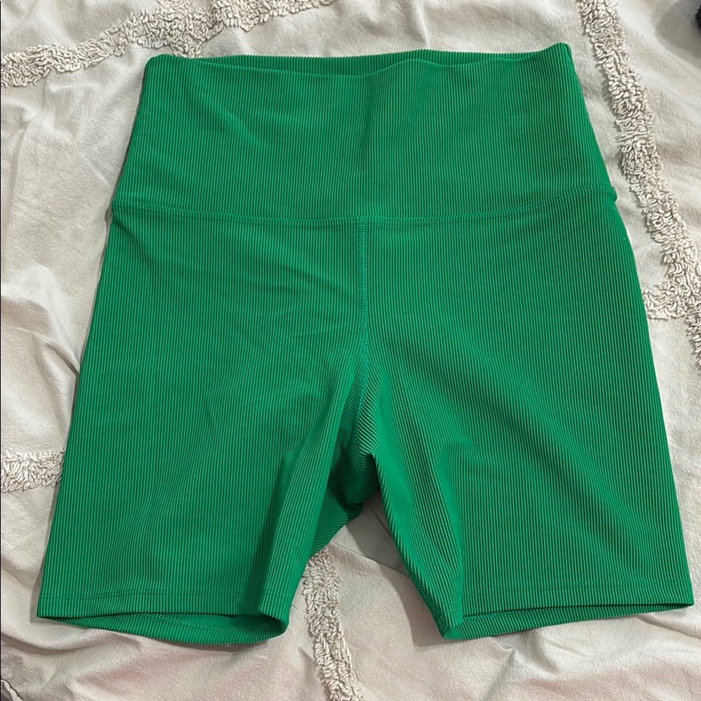 Beach Riot Green Bike Shorts High-Waisted Performance